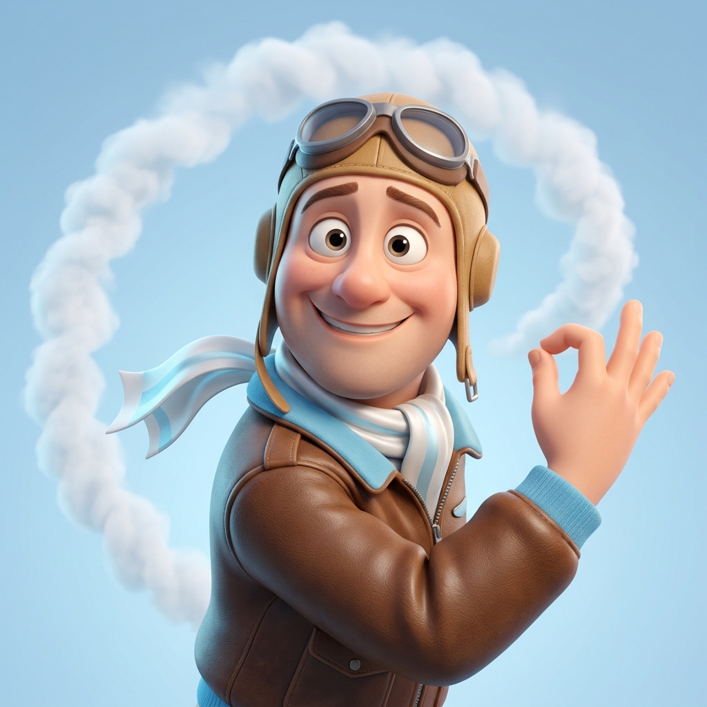 Barrel Roll — Pixar-style AI pilot portrait