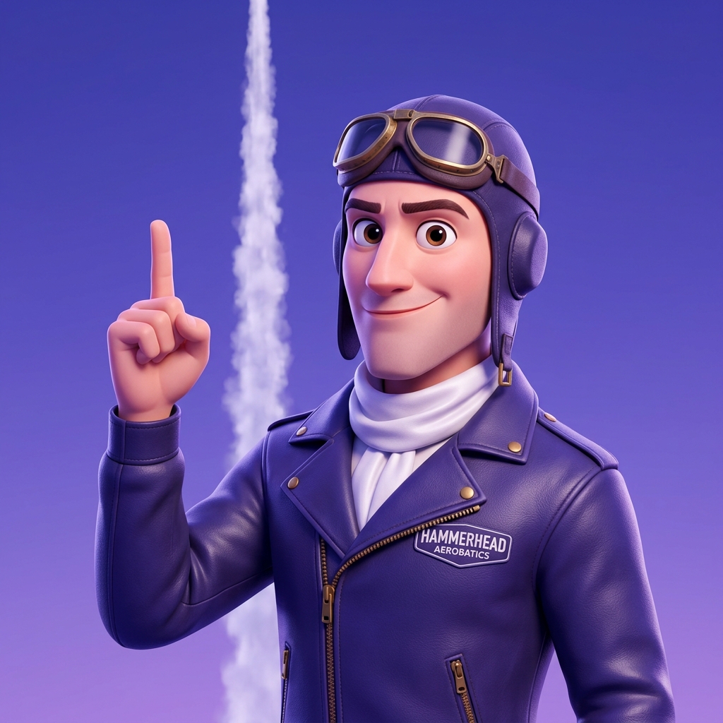 Hammerhead — Pixar-style AI pilot portrait