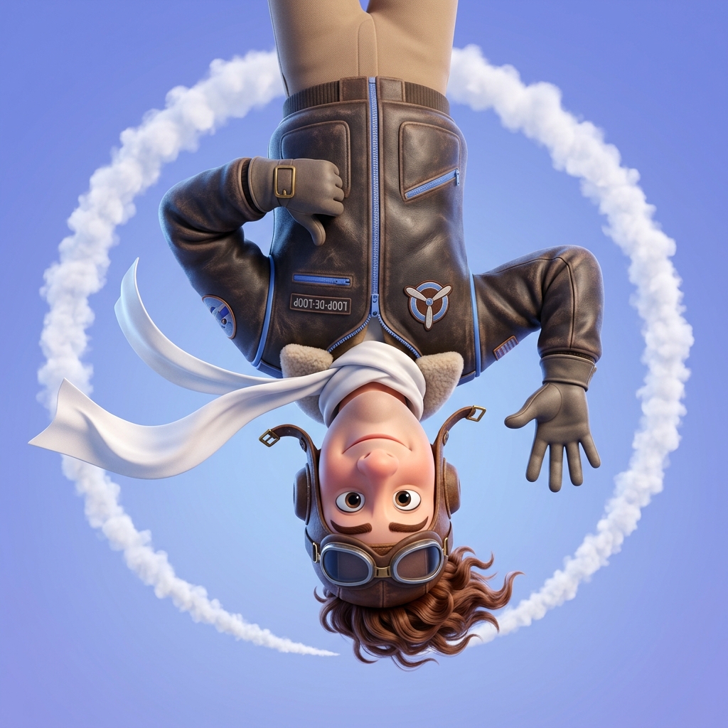 Loop-de-Loop — Pixar-style AI pilot portrait
