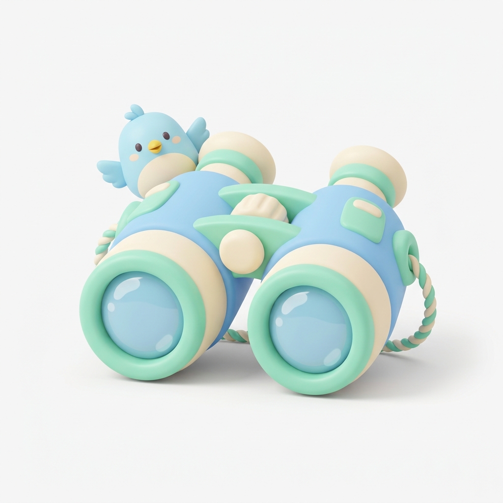Pastel binoculars with a tiny cloud